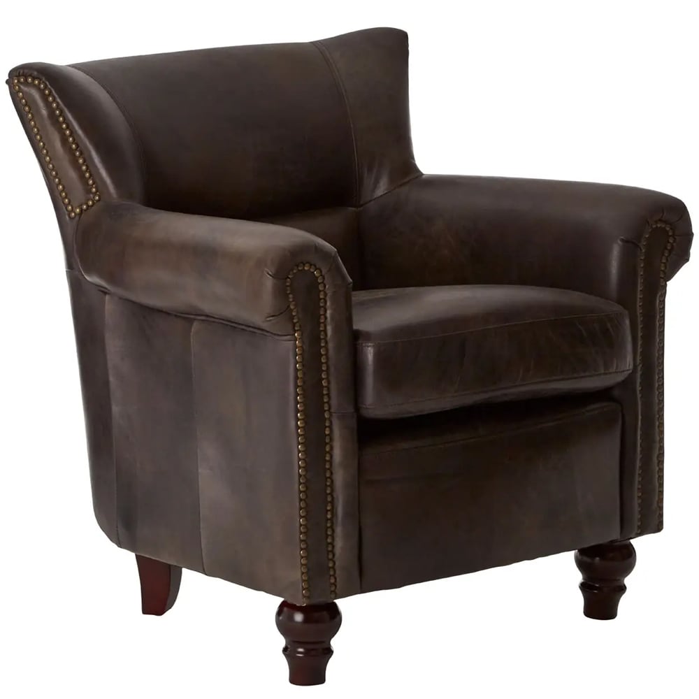 Viroqua Genuine Leather Classic Bedroom Chair In Dark Grey