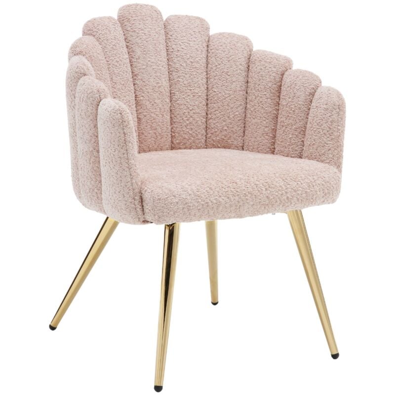 Wahson Armchair in Faux Fur Upholstered Occasional Chair with Elegant Backrest Modern Accent Chair for Bedroom Living Room, Pink