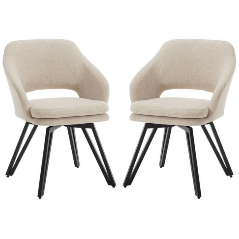 Wahson Dining Chairs 2Pcs in Linen Corner Chairs Upholstered Swivel Leisure Chairs with Armrest for Kitchen Living Room, Oatmeal