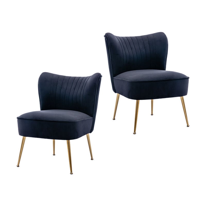 Wahson Office Chairs - Accent Chair 2Pcs in Velvet Upholstered Occasional Tub Chair with Metal Legs for Living Room Bedroom, Black, Wahson