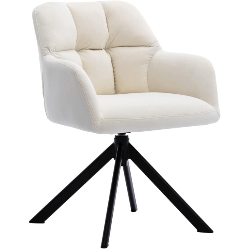 Wahson Office Chairs - Office Chair in Velvet Upholstered Height-fixed Modern Swivel Desk Chair without Wheels for Home Office, White, Wahson
