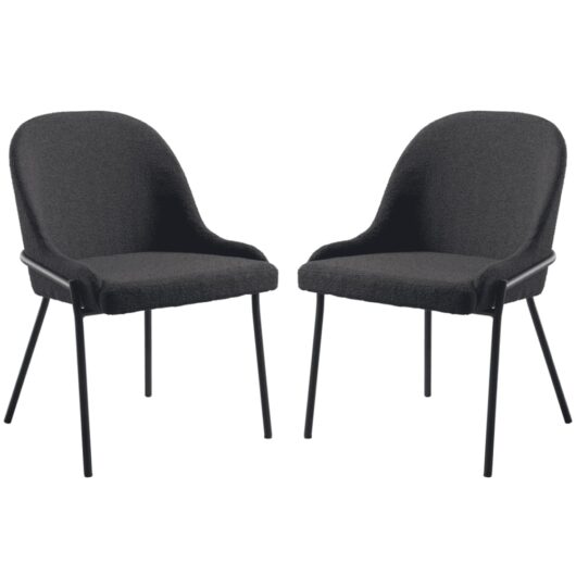 Wayne Dark Grey Fabric Side Dining Chairs In Pair