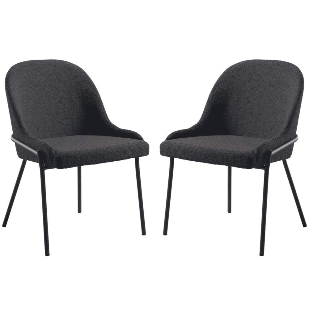 Wayne Dark Grey Fabric Side Dining Chairs In Pair