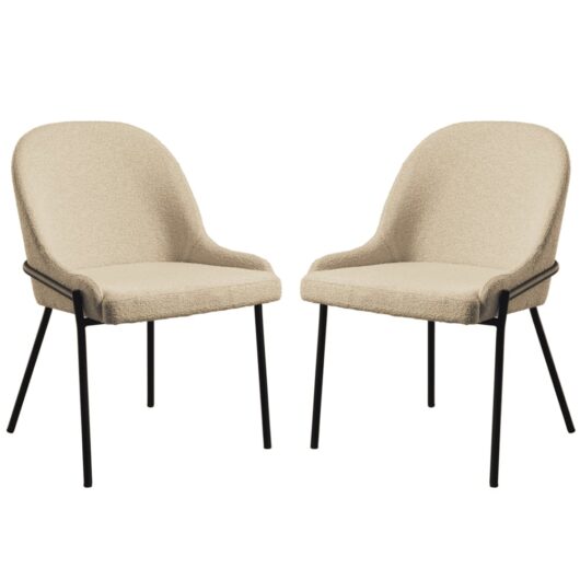 Wayne Natural Fabric Side Dining Chairs In Pair