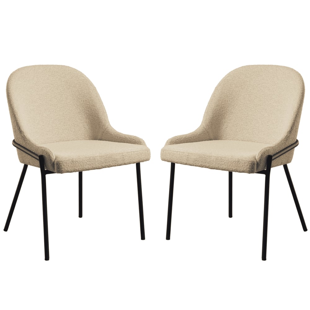 Wayne Natural Fabric Side Dining Chairs In Pair