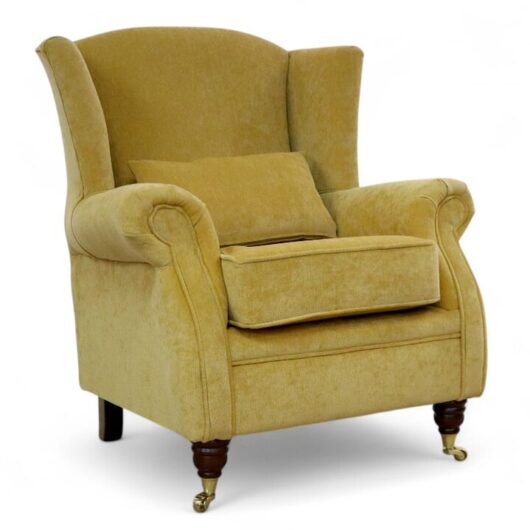 Wing Chair Fireside High Back Armchair Pimlico Corn Fabric