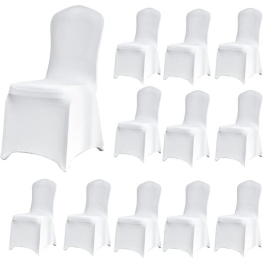 12-Piece Stretch Chair Covers, Universal, Removable, Washable, Durable for Dining Room, Home, Hotel, Restaurant, Office, Party, Banquet, Kitchen,