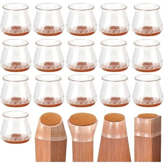 16 Pieces Chair Leg Protectors Silicone Chair Caps with Transparent Felt Protects Chair Legs on Hardwood Floors and Tiles