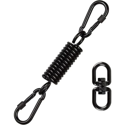 1PCS Hanging Chair Spring, Steel Swing Spring with 2 Carabiners and 360°Swivel Hook, Load Capacity up to 250KG, with Two Carabiners for Hanging Chair