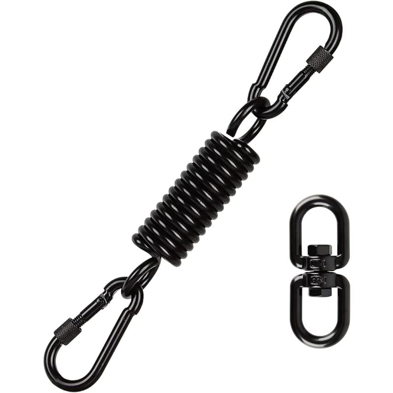 1PCS Hanging Chair Spring, Steel Swing Spring with 2 Carabiners and 360°Swivel Hook, Load Capacity up to 250KG, with Two Carabiners for Hanging Chair