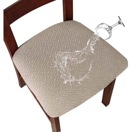 2/4 Piece Chair Covers Removable Waterproof Chair Covers Stretchy Jacquard Washable Dining Room Chair Covers (Sand, 4)