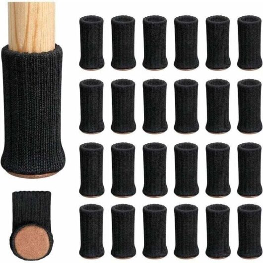 24pcs Chair Leg Socks, Furniture Leg Caps, Non-Slip Furniture Pads for Chair Legs 1" 2" Diameter, Black