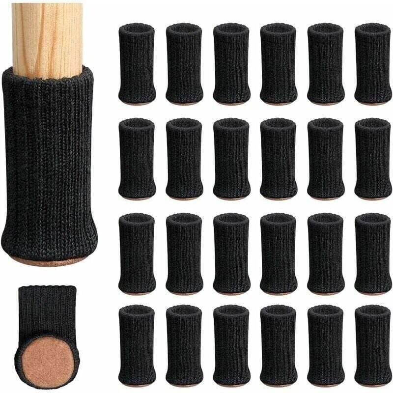 24pcs Chair Leg Socks, Furniture Leg Caps, Non-Slip Furniture Pads for Chair Legs 1" 2" Diameter, Black