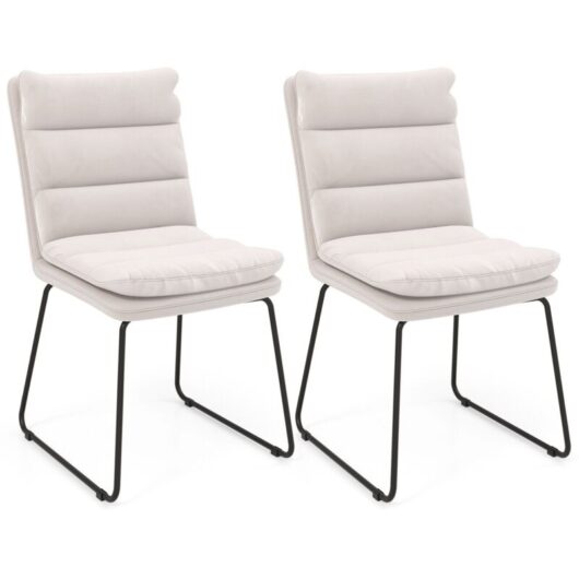 2Pcs Leisure Chair Upholstered Accent Chair Home Wood Lounge Sofa Chair