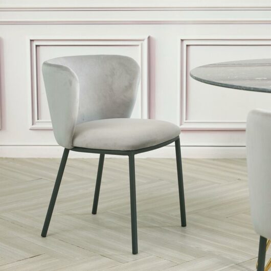 2x Mandy LIght Grey Velvet Chairs (Crib5 Standard)