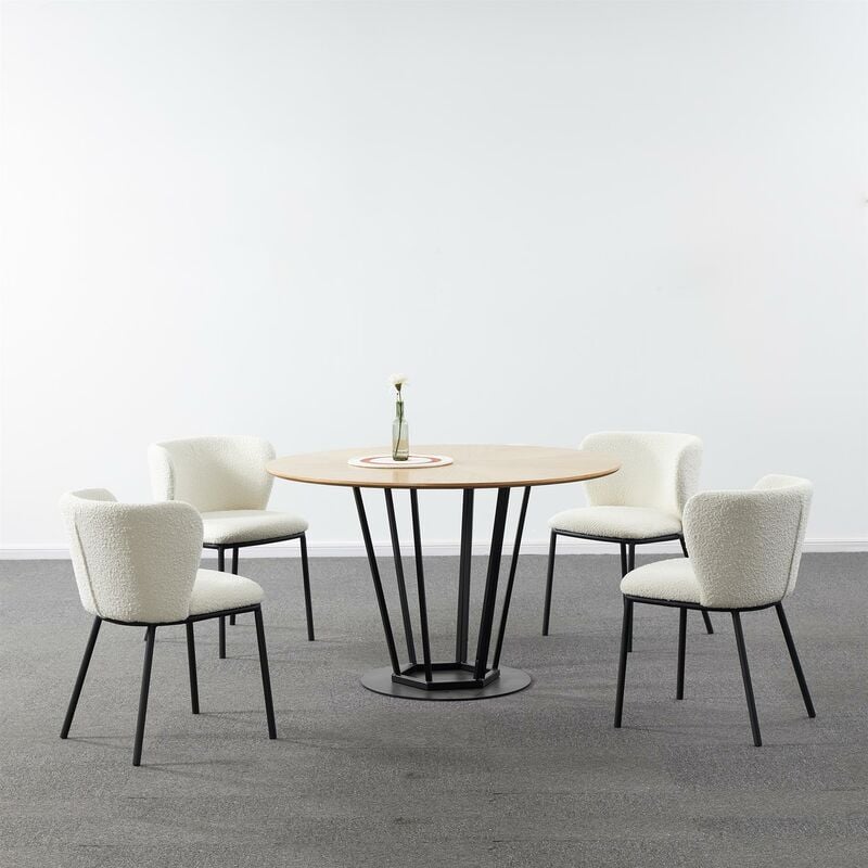 2x Mandy White Boucle Chairs