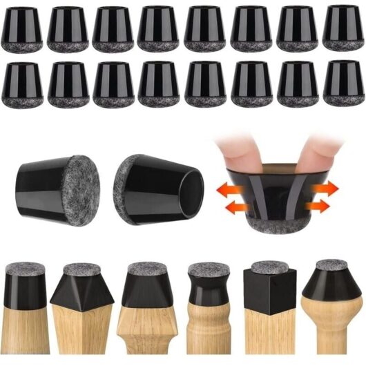 32 Pcs Chair Leg Protectors, Small Chair Leg Caps Black Silicone Floor Protectors with Felt Pads, for Hardwood and Tile Floors, No Noise (14-18mm)