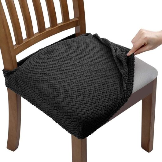 4 Pcs Stretch Jacquard Chair Covers, Removable and Washable Seat Covers for Dining Room Chairs (with Backrest Straps)