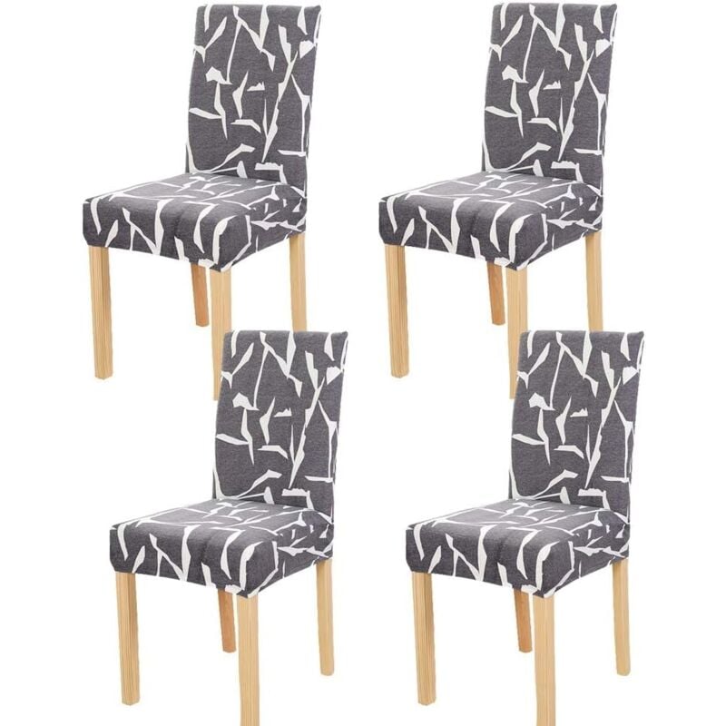 4 Pièces Housses de Chaise de Salle à Manger Couverture de Chaise Extensible Amovible Lavable élastique pour Un Ajustement Universel Gris