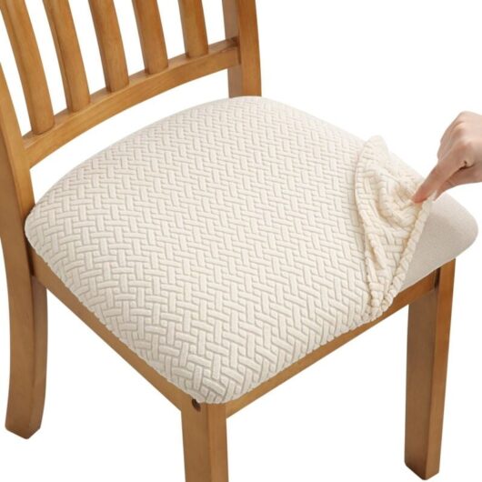 4 Pieces Stretch Jacquard Dining Chair Covers, Removable and Washable (with Back Straps)