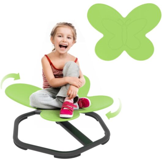 Aiyaplay - Butterfly-Shaped Kids Swivel Chair, Sensory Spinning Chair, Green