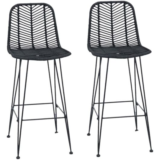Bar Chair 2 pcs Black 44.5 x 53 x 111 cm Rattan and Iron vidaXL