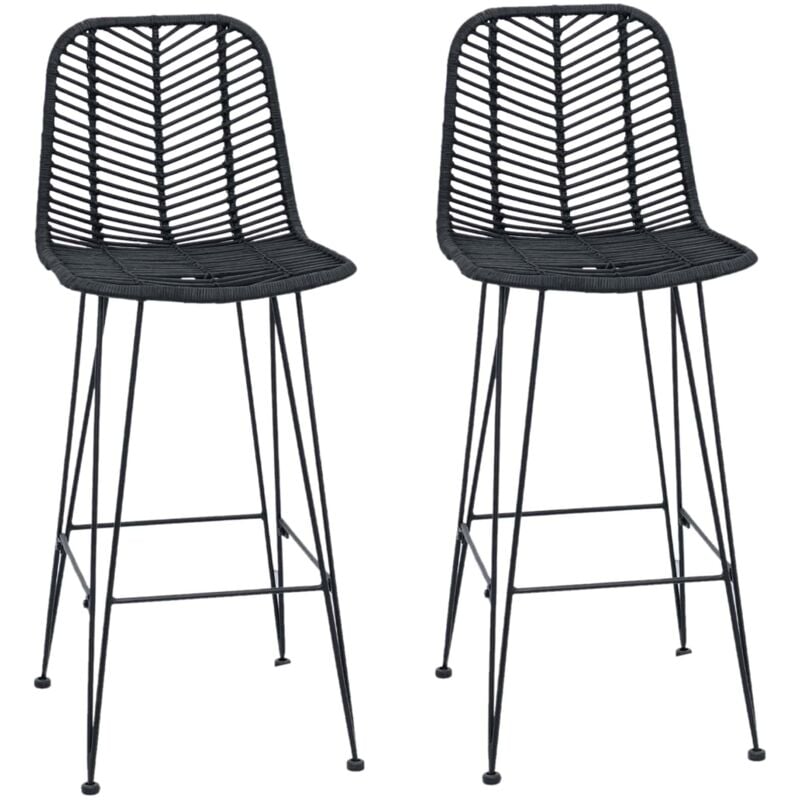 Bar Chair 2 pcs Black 44.5 x 53 x 111 cm Rattan and Iron vidaXL