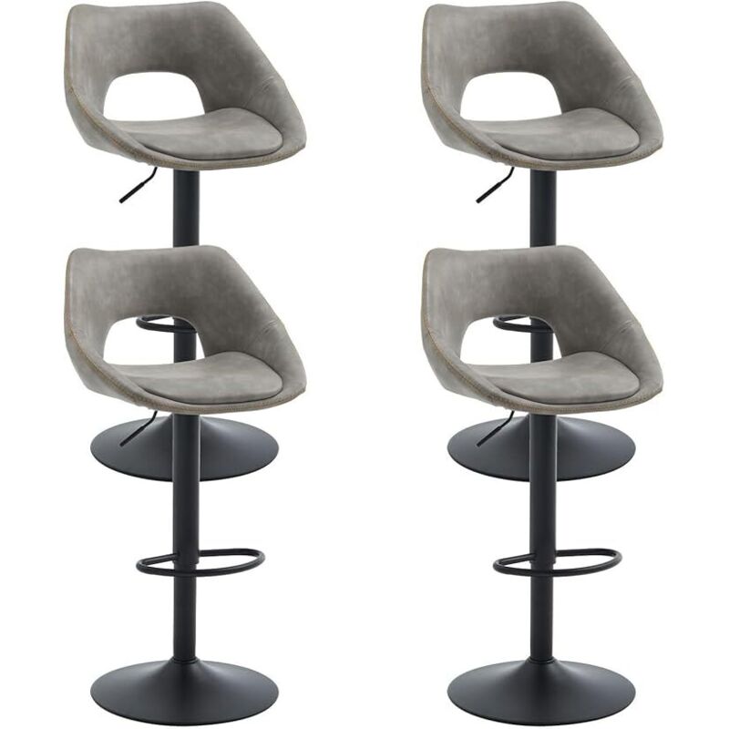 Bar Stools 4Pcs in pu Leather Modern Swivel Counter Chairs with Hollow Backrest for Home Bar Kitchen, Gray, Wahson