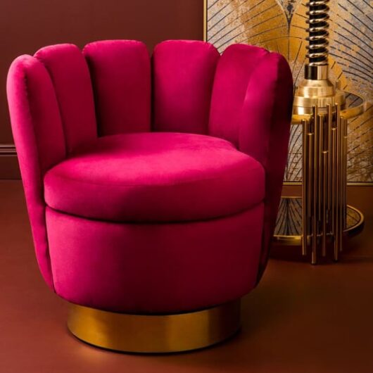 Bealie Velvet Bedroom Chair With Gold Base In Wine