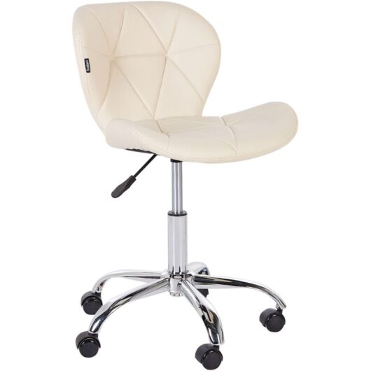 Beliani - Faux Leather Swivel Desk Office Chair Silver Base Adjustable Beige Valetta