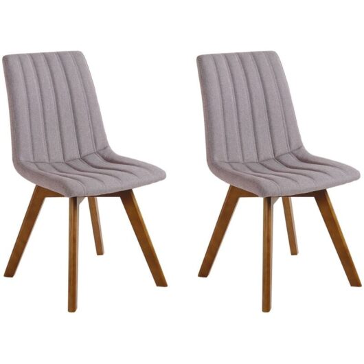 Beliani - Set of 2 Fabric Dining Chairs Taupe Polyester Dark Solid Wood Legs Calgary