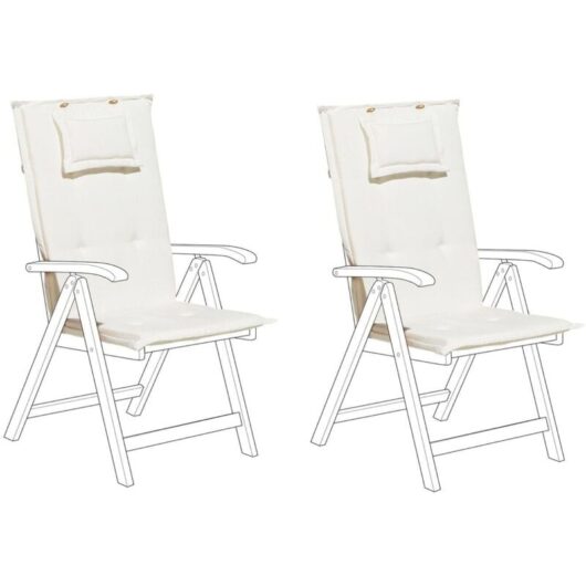 Beliani - Set of 2 Outdoor Seat/Back Cushion Padded with Headrest Pad Off-White Toscana