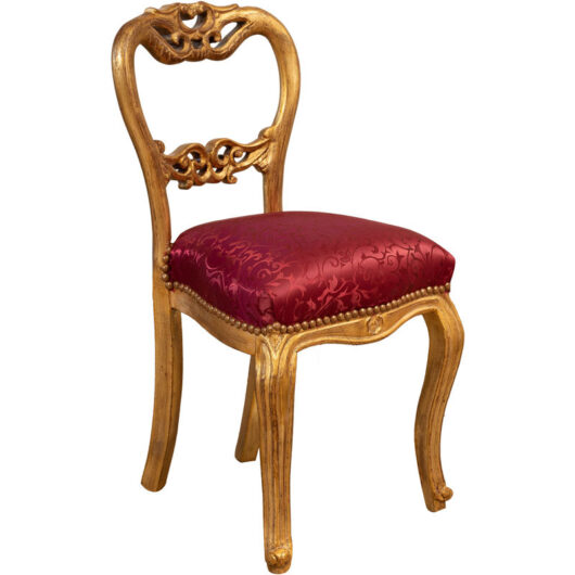 Biscottini - Louis xvi gold living room chair 90x45x42 cm Padded wooden chair French style Bedroom armchair Baroque padded armchair