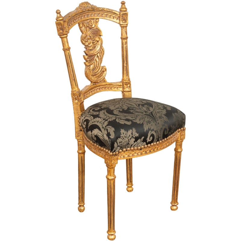 Biscottini - Wooden kitchen chair Dining chair 93x41x47 cm Upholstered chair Bedroom chair Solid wood and fabric chair French style