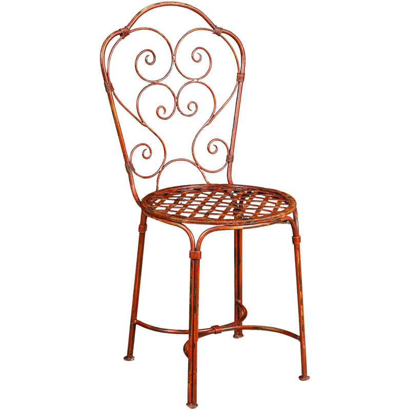 Biscottini - Wrought iron chair 97x40x45 cm Round seat chairs Antique iron chairs Vintage garden and terrace chairs Outdoor and Indoor