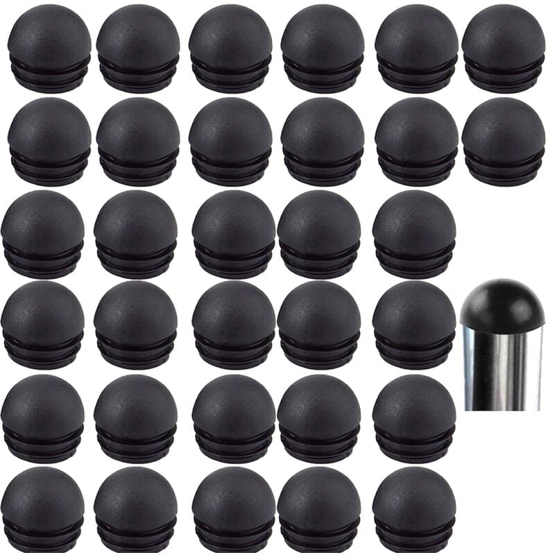Black Round Chair Tube End Caps, Round Chair Leg End Caps, Rubber Chair Leg End Caps, Chair Leg Protector, 32pcs (25mm)