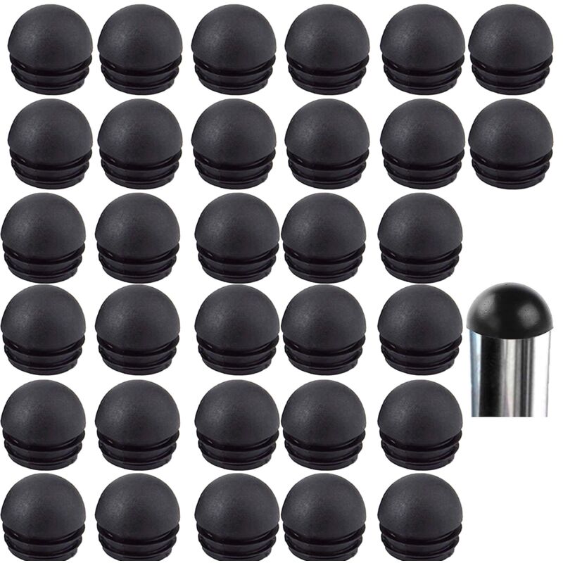 Black Round Chair Tube End Caps, Round Chair Leg End Caps, Rubber Chair Leg Protector Caps, 32pcs (22mm)