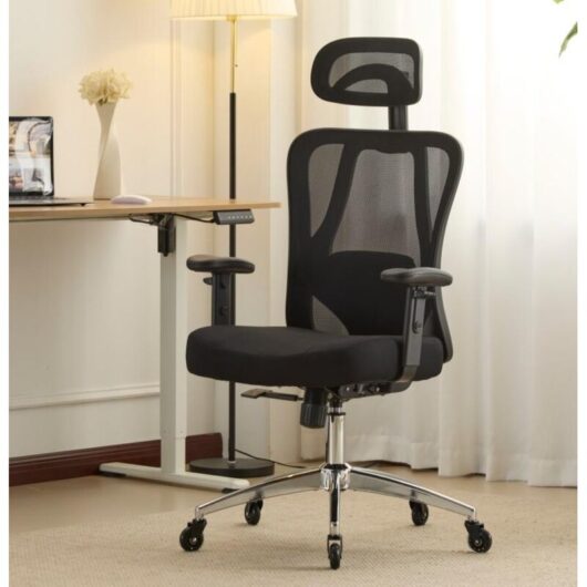 Breathable Office Computer Chair Adjustable Armrest and Headrest Silent Casters