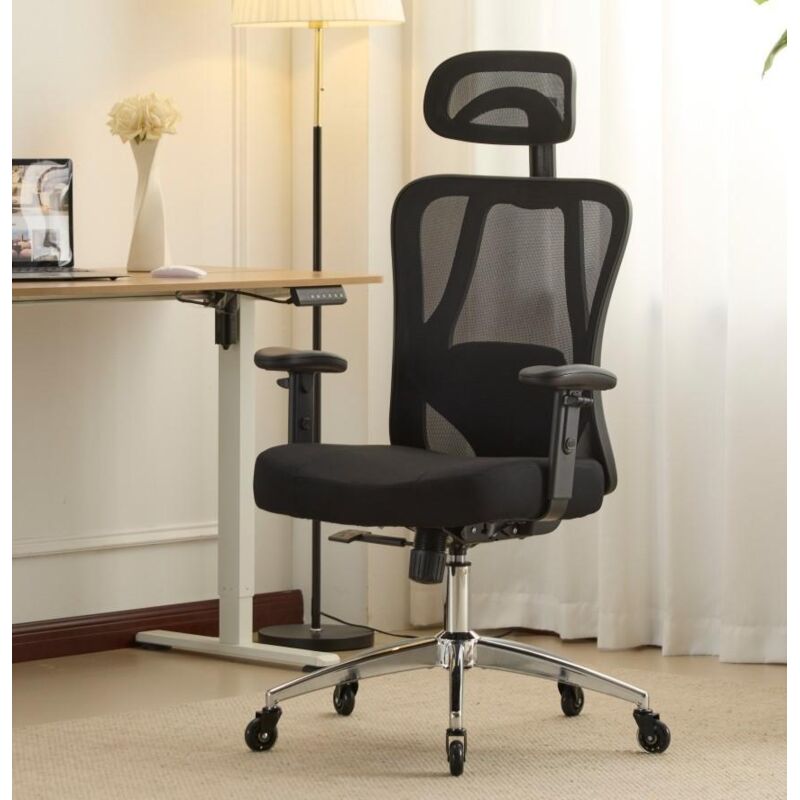 Breathable Office Computer Chair Adjustable Armrest and Headrest Silent Casters