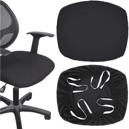 CCYKXA 2-Piece Office Chair Cover, Removable Dustproof Chair Seat Cover, Stretchable Chair Seat Cover, Office Chair Cover, Black, 45-48cm