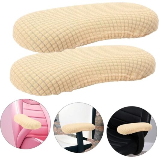 CCYKXA Elastic Office Chair Armrest Cover, Protective, Anti-Slip Design, Polyester, Easy Installation for Office Chair, Beige
