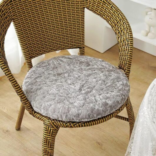 CCYKXA Generic Round Cushion 35x35 CM Grey-A, Velvet Chair Pad with Zipper, Washable and Non-Slip, Round Cushions for Garden Chairs, Dining Room,