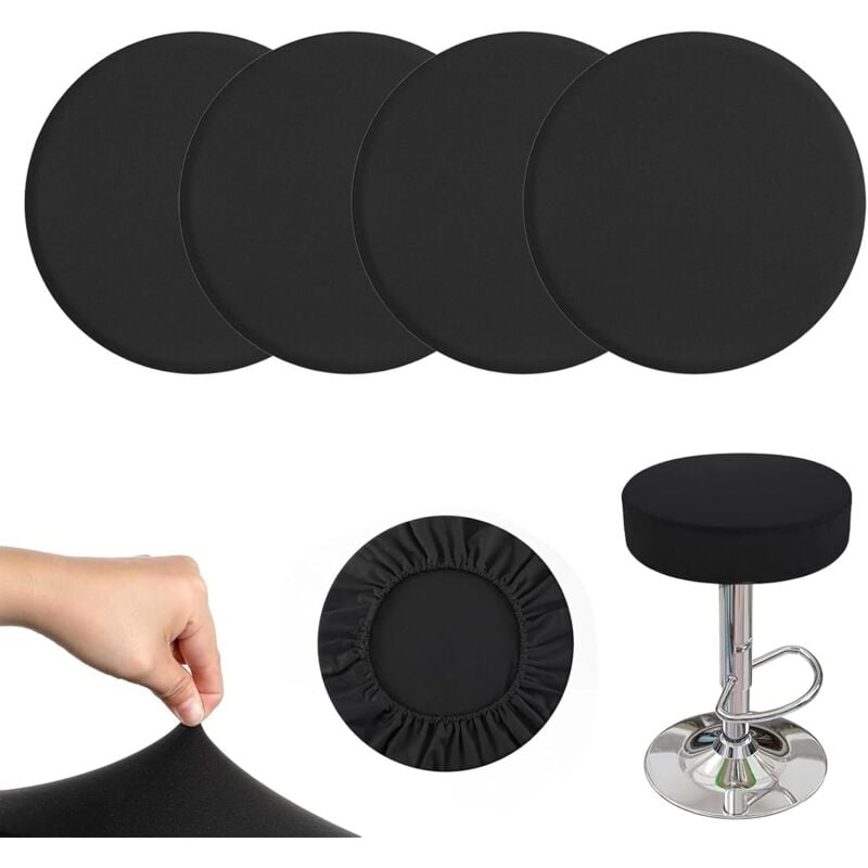CCYKXA Round Stool Cover, 4 Stretchable Bar Chair Covers, Diameter 28-38 cm, Round Bar Stool Cover, Easy Care Washable Wrinkle Free Soft and Durable