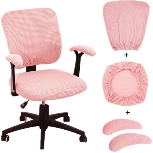 CCYKXA Set of 4 stretchable and non-slip office chair covers with armrest protectors, removable and washable, dustproof and swivel.