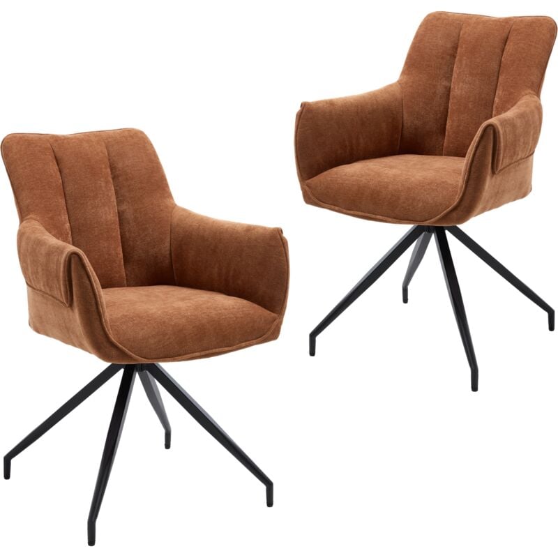 CHAIRUS Dinging Chairs 2Pcs Chenille Modern Simple Kitchen Chairs with Comfortable Backrest Swivel Armchairs for Living Room Restaurant, Orange