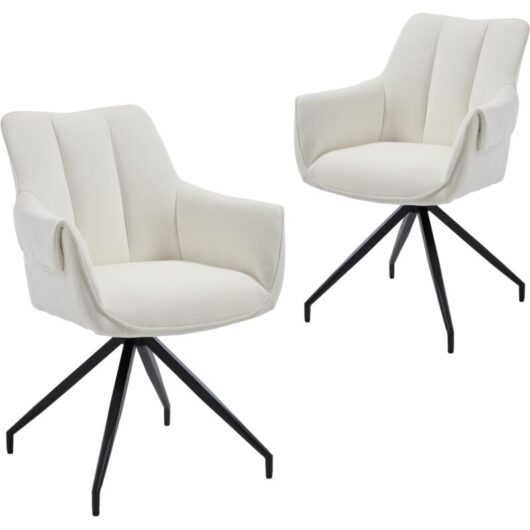 CHAIRUS Dinging Chairs 2Pcs Chenille Modern Simple Kitchen Chairs with Comfortable Backrest Swivel Armchairs for Living Room Restaurant, White