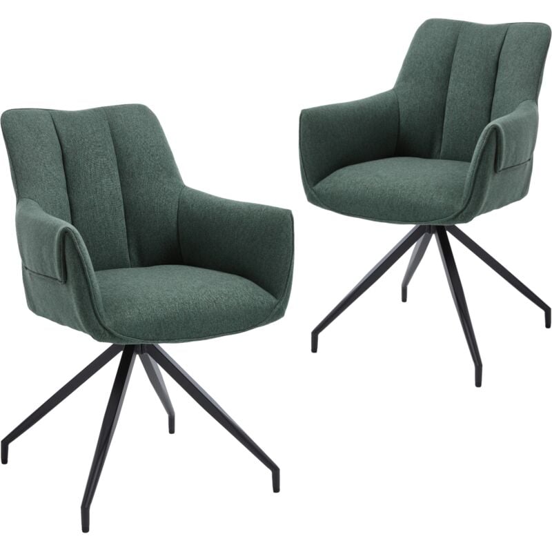 CHAIRUS Dinging Chairs 2Pcs Linen Modern Simple Kitchen Chairs with Comfortable Backrest Swivel Armchairs for Living Room Restaurant, Green