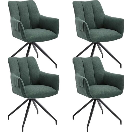 CHAIRUS Dinging Chairs 4Pcs Linen Modern Simple Kitchen Chairs with Comfortable Backrest Swivel Armchairs for Living Room Restaurant, Green