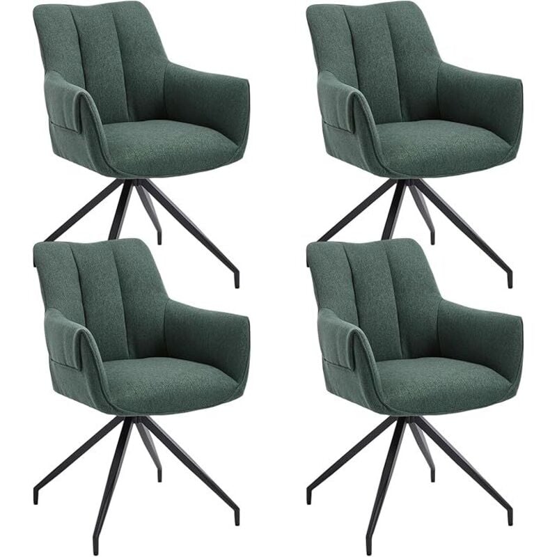 CHAIRUS Dinging Chairs 4Pcs Linen Modern Simple Kitchen Chairs with Comfortable Backrest Swivel Armchairs for Living Room Restaurant, Green