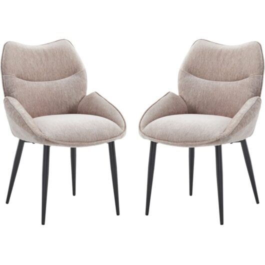 CHAIRUS Dining Chairs 2Pcs in Chenille Modern Kitchen Chairs with Stylish Backrest for Living Room Restaurant Cafe, Brown